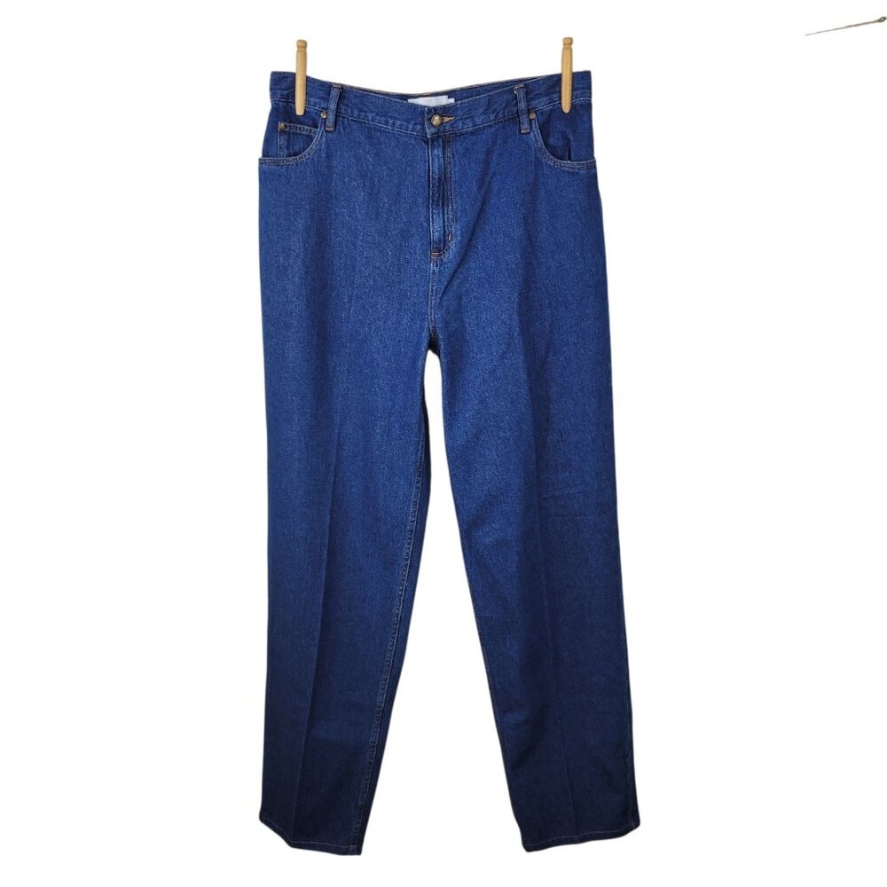 Vintage Jeans Womens 16 Tall 36x33 High Rise Blue Denim Straight Leg Medium